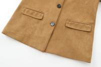 Chaqueta De Cuero Seda Vintage Para Mujer ZBZA Marrón Cuello Redondo Manga Larga Con Bolsillos Cierre Simple Estilo Casual Otoño Invierno - details 22