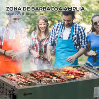 Outsunny Parrilla de Carbón, Parrilla de Camping Antideslizante con Rejilla, Clip para Parrilla, Cestas Laterales para Jardín, Barbacoa de Acero Inoxidable + Metal Galvanizado Verde Oscuro 77 x 30 x 70 cm - details 4