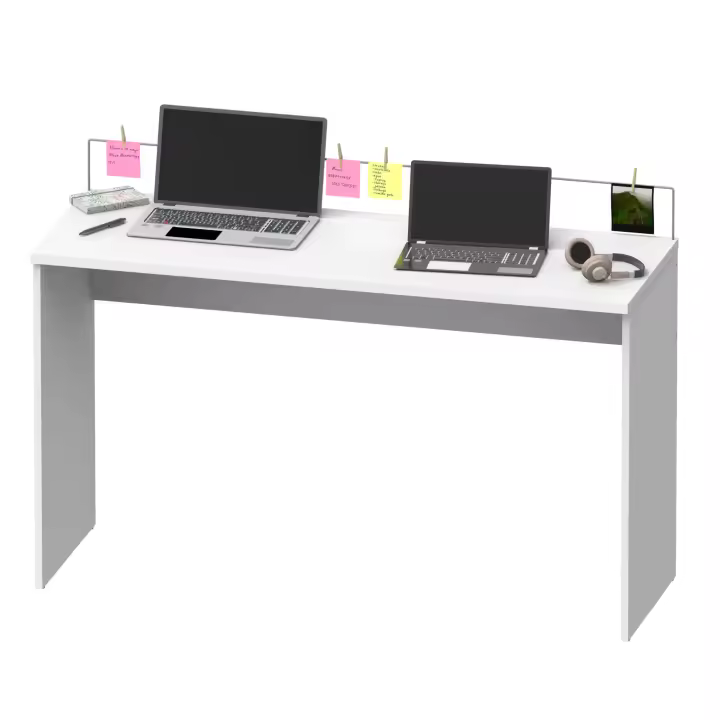 Mesa Escritorio Estudio Oficina Haley con Organizador Notas en Color Blanco 89x132x45 cm - 1