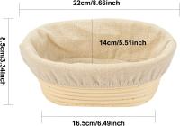 21cm/8 inch Oval Long Banneton  Bread Dough Proofing Rising Rattan Basket & Liner for Professional & Home Bakers - details 1