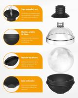 Cubiteras para Hielo Grande de silicona para Whiskey-Set de 4 con tapa de Embudo 2 en 1 - Moldes de Cubitos de Hielo redondo de 6cm para cóceles de Bourbon-Liberación rápido-Large Cube tray - details 2