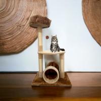 COTTECOTA- Árbol rascador para Gatos 54x45x94cm, Árboles de actividades para gatos Marron Beige, Juegos gatos Poste para arañar, Poste de sisal, plataforma y cama, Casa de gatos marron para diversion, árbol de gato en forma de torre escalador con nido. - details 2