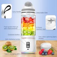 Licuadora y exprimidor de 6 cuchillas Mini - Carga USB, pantalla digital de 3 velocidades, cuchillas de acero inoxidable para smoothies, batidos y jugos frescos - Portátil, ideal para camping, viajes y regalos, Camping Essentials | Gadget de cocina modern - details 12