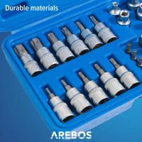 AREBOS Juego De Vasos Torx | Juego de Carracas Llaves | Exterior Torx Nueces 34 Pieza | Acero Cromo Vanadio | Star Bit Socket - details 10