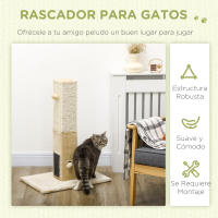 PawHut Árbol para gatos Cozy Chic Design con múltiples equipos, centro de actividades, postes rascadores, plataformas rascadoras, cama de juego, pelota colgante en madera y sisal de felpa corta, 60 x 30 x 76 cm - details 3