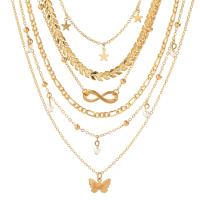 Set De 6 Collares De Lujo Vintage Con Colgante De Mariposa Perla Imitación Para Mujer Multicapa Cadenas Delgadas Aesthetic Y2K Joyería - details 5
