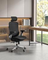 Silla de oficina ergonómica en malla ajustable, respaldo basculante, asiento móvil, base de estrella de aluminio, soporta hasta 150 kg, disponible en gris paloma o negro tinta - details 7