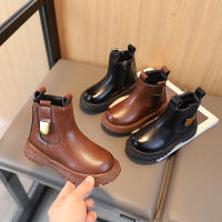 Botas Cortas Para Niños Y Niñas Estilo Británico Antideslizantes Con Cierre De Cremallera Lateral Material De Cuero Resistentes Al Desgaste Para Todas Las Estaciones - details 1
