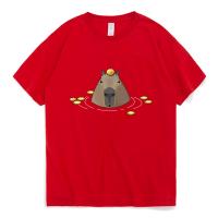 Camiseta De Algodón Cómoda Y Graciososa Con Diseño De Capybara Para Hombres Y Mujeres Estilo Anime Japonés Casual Oversized Para Calle Pareja - details 5
