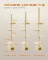 Árbol para Gatos, Torre de Suelo a Techo, Altura Ajustable 231-291 cm, Alto y Multinivel, Diámetro 11 cm, Gruesos Postes, Cueva, Hamaca, Plataforma - details 5