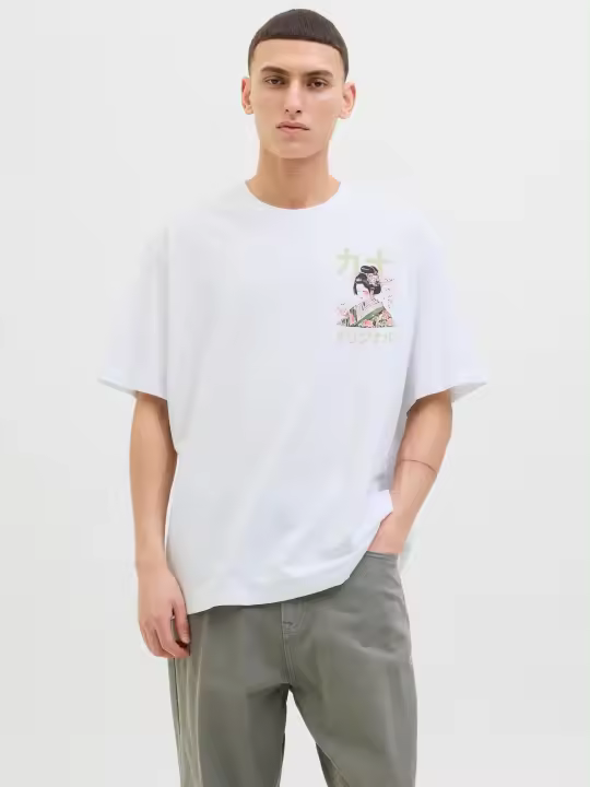 Jack & Jones Fuji Camiseta Con Estampado Color Blanco Brillante Persona - Suave Y Transpirable - 1