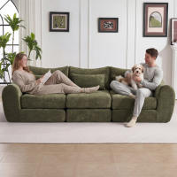 Sofá modular de pana, combinación libre sin herramientas, convertible en sofá cama de 3 plazas, no requiere montaje, ahorra espacio, ideal para salones y apartamentos pequeños - details 0