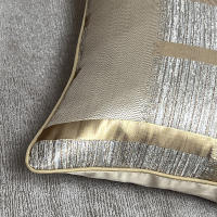 Funda De Cojín Y Funda De Almohada Brillante Con Decoración En Bandas Doradas Sin Núcleo De Almohada Material Poliéster 100% Estilo Geométrico Para Navidad - details 7