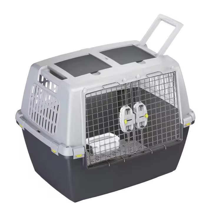 NESTQ - Transportín Rigido con Ruedas para Perro Grande portatil Transpirable de Plástico con Asas categoría IATA - Material Resistente Medidas 80 × 62 × 60 cm Color Gris - 1