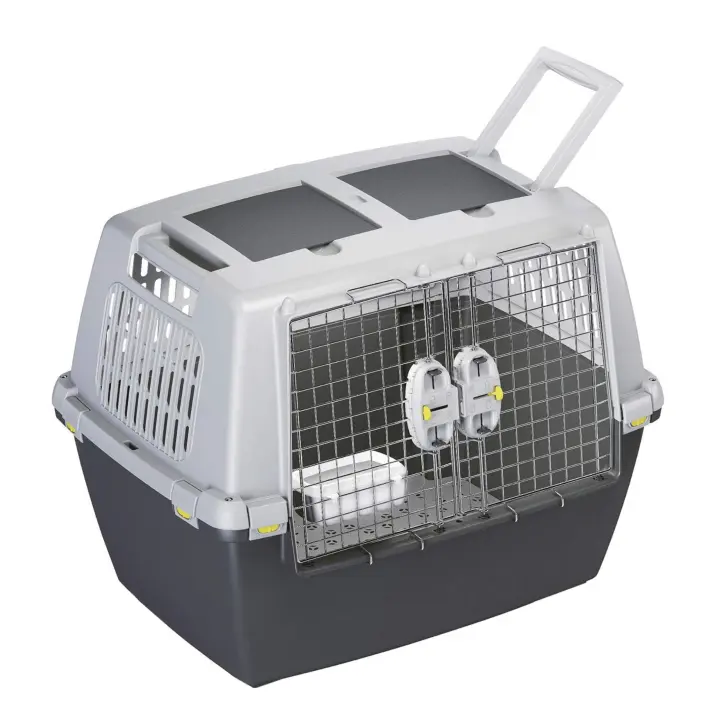 NESTQ - Transportín Rigido con Ruedas para Perro Grande portatil Transpirable de Plástico con Asas categoría IATA - Material Resistente Medidas 80 × 62 × 60 cm Color Gris - 1