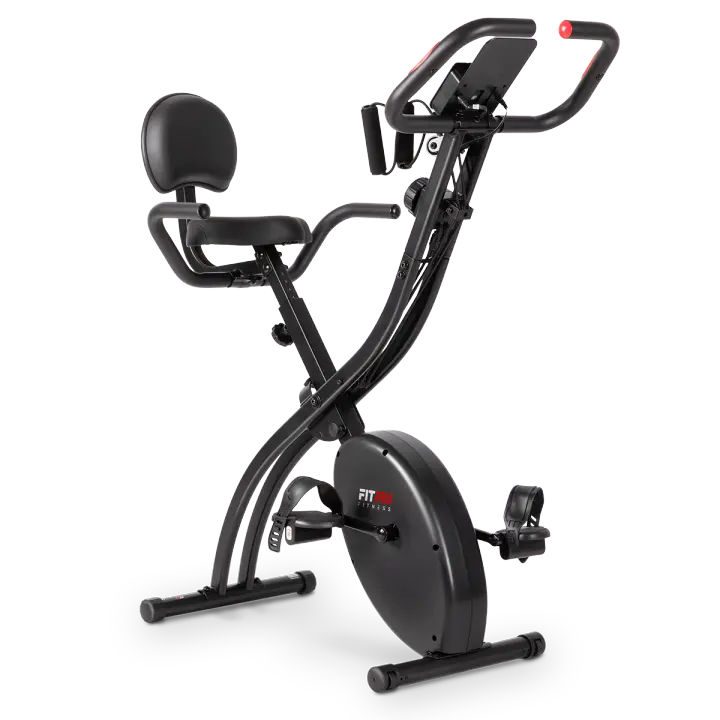 FITFIU Fitness BEST-320 - Bicicleta Estática Plegable con Respaldo, Cuerdas Elásticas Modalidad Remo, 8 Niveles de Resistencia, Pantalla LCD Multifunción, Pulsómetro, Soporte para Móvil/ Tablet - 1