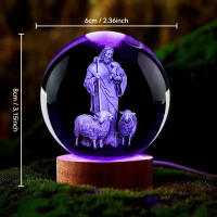 Lámpara De Noche 3D Cristal Shepherds Carved Estatua Religiosa Souvenir Decoración Luz De Estatua Decoración Para El Hogar - details 1