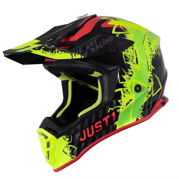 CASCO MOTOCROSS JUST1 J38 MASK FLUO YELLOW RED BLACK - 1