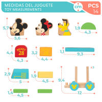 WOOMAX - Tren madera Disney Baby 34 cm, juego de construcción apilable con 14 piezas, figuras de Mickey, Minnie y Pluto, juguete formas encajables, juega y aprende, juguetes niños 2 años, juego educativo infantil - details 4