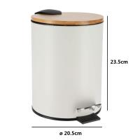 Cubo de basura Metal Con Tapa Bambú Caída Amortiguada 3 L, Papelera con pedal pequeño para Baño - Tendance - details 5
