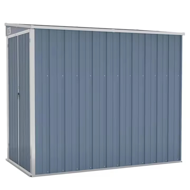 Cobertizo de jardín pared acero galvanizado gris 118x194x178cm Decoración de muebles de jardín al aire libre - 1