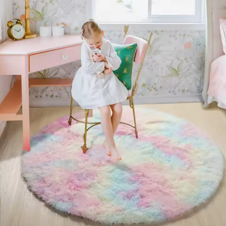 Alfombra Redonda De Peluche Suave Para Sala De Estar Decoración De Hogar Dormitorio Y Habitación De Niños Alfombra Blanca Espesa Para Salon - 1