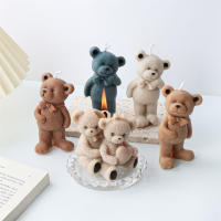 Molde De Velas De Silicona 3D Oso Teddy DIY Familiar Sentado Sobresaliente Dibujos Animados Para Hacer Sabanas Y Cera - details 0