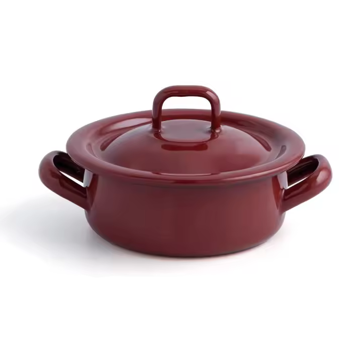 Cacerola esmaltada marrón con interior en azul Quid Clásico - Diámetros de 10 a 40 cm y capacidad hasta 20L - Alta resistencia - Uso tradicional - Apta todo tipo de fuegos incluido inducción y apta lavavajillas - 1