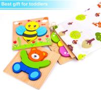 Puzzle De Madera Con Animales Y Vehículos Para Niños Y Niñas Educativo Juego De Colores Brillantes Y Formas Diferentes Regalo Para Niños De 3 a 12 Años - details 2
