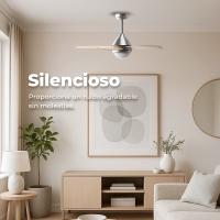 EVVO Ventilador de techo con luz y mando V416 Wood, silencioso, 5 aspas, 3 velocidades,55W, temporizador,invierno-verano - details 1