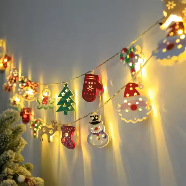 Cadena De Luces LED De Navidad Con Santa Claus Reindeer Y Payaso Decoración De Año Nuevo 2024 Regalo De Navidad Luz De Adorno De Navidad - 1