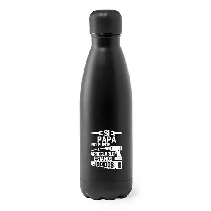 Botella de acero inoxidable 790 mls. personalizada láser. Día del padre. Deporte. Ideal regalo. Agua. Si papá no puede arreglarlo... Logos, nombres y escudos. Botella de agua. Cocina. Navidad - 1