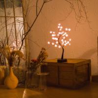 Lámpara De Mesa LED Con Árbol De Bonsái Artificial En Color Blanco Cálido Encendido Con Touch Switch USB/Batería Decoración Para El Hogar Y Escritorio - details 5