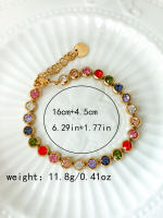 Pareja De Pulseras De Acero Inoxidable Para Mujer Estilo Retro Francesa Con Circonia Colorida Joyería De Moda Para Salida Diaria Regalos De Citas Y Fiestas - details 1