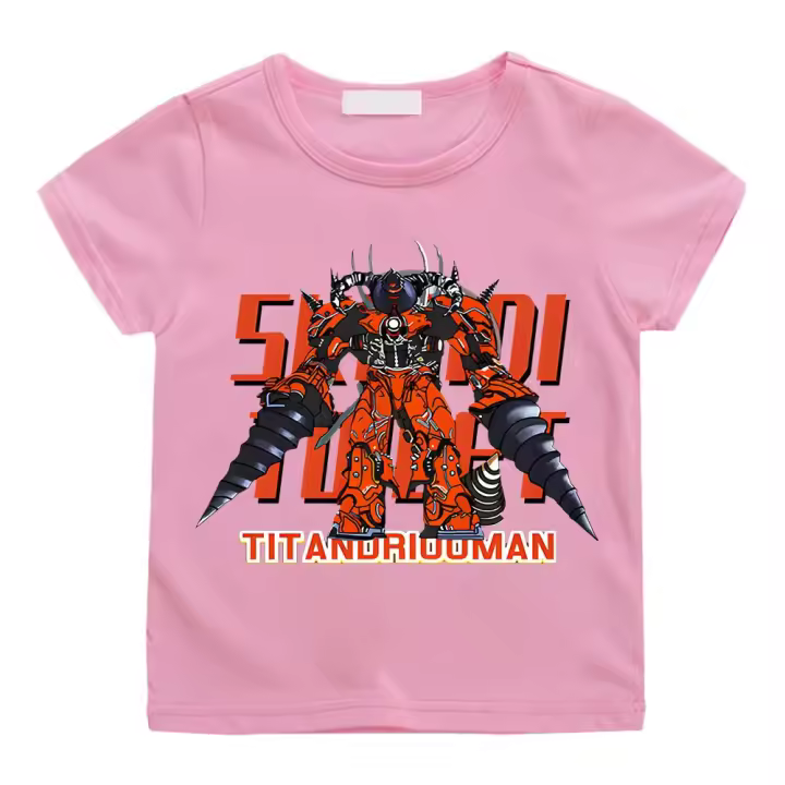 Camiseta De Titan Anime Chainsaw Man Para Niños Y Niñas Algodón Suave Y Cómodo Camiseta De Verano Estilo Casual Con Dibujos Animados Tamaño Adecuado Para Edades 7-13 - 1