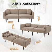 [Sofá Cama multifunctional 2 en 1] Sofá Doble, Sofá con función de chaise longue, Respaldo Doble regulable individualmente, Embellecedor metálico, Tejido de Algodón y Lino, Espuma de Alta densidad - details 0