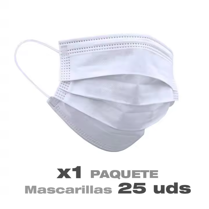 PACK 25 MASCARILLAS HIGIÉNICAS NO REUTILIZABLES COLOR BLANCO ORION91 - 1