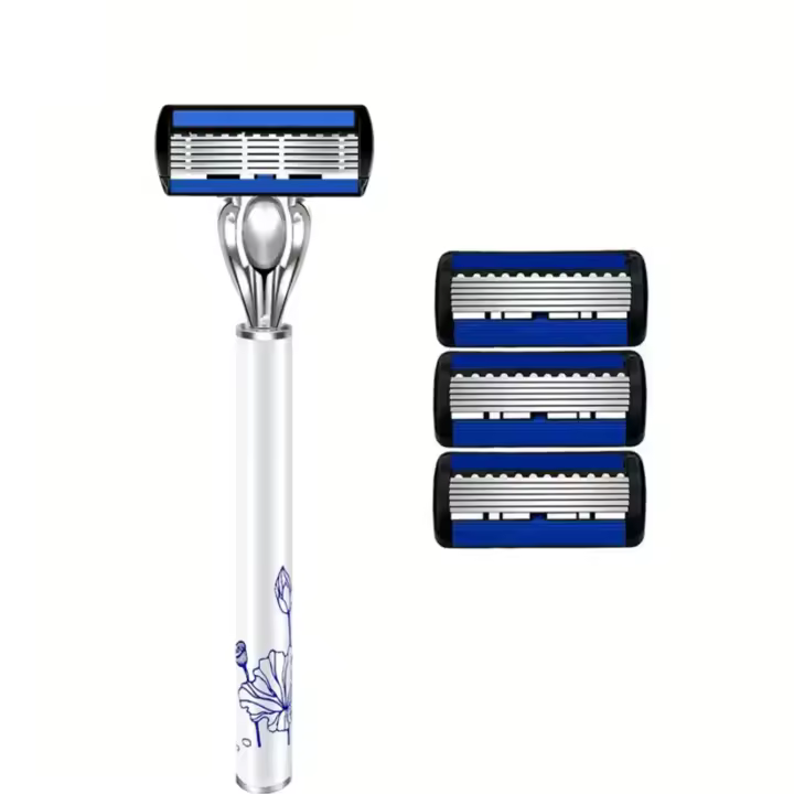 Cuchilla Manual Para Barba Y Pelo De Acero Inoxidable Con 6 Capas Para Hombre Cabeza De Cuchilla Reemplazable Y Lavable - 1