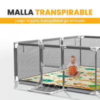 Parque Infantil Bebe + Pelota de Fútbol y Baloncesto - Corralito Plegable 180 x 120 x 60cm - Parque de Juegos Con Malla Transpirable - Centro de Actividades Gimnasio Cuna - details 1
