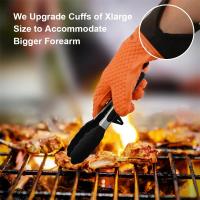 Mov-Manoplas Horno de Silicona Extendidos, Guante Horno Cocina Profesional, Guantes Antideslizantes Resistentes al Calor para Hornear Cocinar Barbacoa (1 Par, Rojo) - details 1