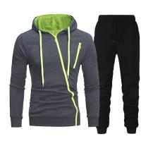 Conjunto De Ropa Casual Para Hombre Invierno Otoño Con Capucha Cierre De Cremallera Sudadera Moda Deportiva Prenda Diaria Para Salir a Correr - details 4