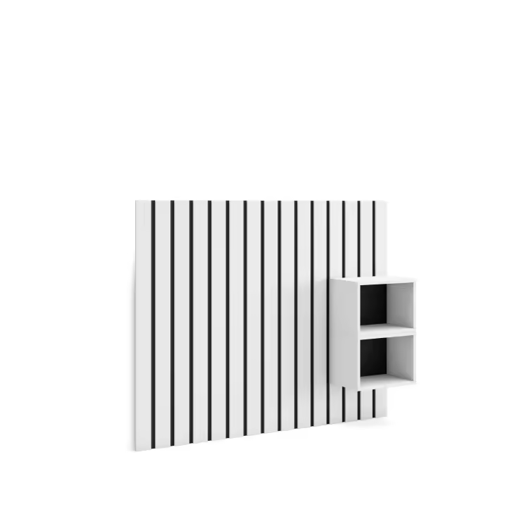 Skraut Home, Cabecero con mesitas, Listones Decorativos, 133x3x107cm, Cama de 80,90,110cm, Varios colores disponibles - 1