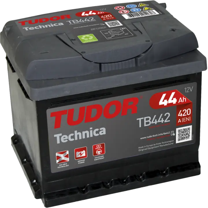 Batería  de coche Tudor TB442 Technica. 12V - 44Ah/420A (EN) Caja LB1 - 1