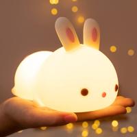 Lámpara Nocturna LED Para Niños Con Sensor De Toque Recargable Por USB Tema De Animales Como Pájaro/Cerdito/Ganso Material De Silicona/Madera Luz De Dormir Para Habitación - details 12