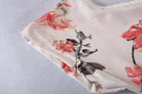 Nuevo Vestido Impreso De Verano Para Mujer Hombros Descubiertos Con Encaje Manga Corta Largo Hasta La Rodilla Estilo Casual - details 22