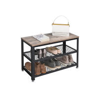 Banco zapatero con asiento y 3 niveles, estantería para zapatos con marco de metal, ideal para entrada, sala de estar y pasillo, 73x30x45 cm - details 1
