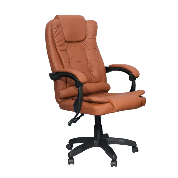 DASCK Sillón de Oficina Altura Ajustable Cuero Sintético Acolchada Reclinable Silla Director, Marrón, Universal - 1