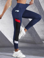 Leggings De Yoga Para Mujer Con Banda Alta Y Bolsillos Lado Colorblock Malla Control De Abdomen Leggings Modelantes Para Ejercicio - details 9