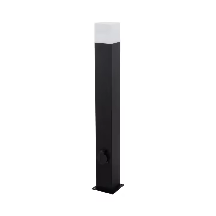 Ledkia Baliza Exterior Superficie Pie 74cm con Enchufe Tipo F Schuko Augusta Negra Negro - 1