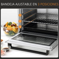 HOMCOM Mini Horno Eléctrico 32L 1600W Horno Eléctrico de Sobremesa con 3 Modos de Calor Temporizador Bandeja Ajustable y Temperatura Regulable 52,2x38,1x33,5 cm - details 1